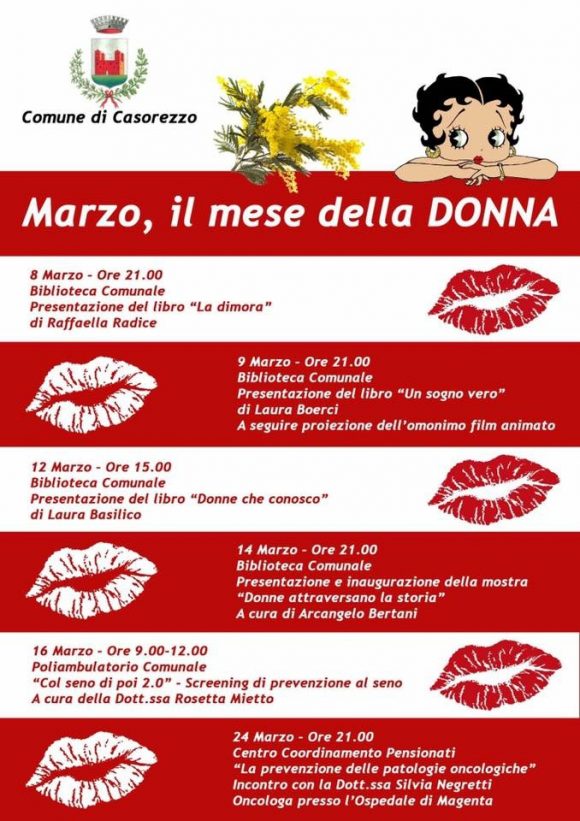programma 8 marzo, Festa della donna Casorezzo. Presentazione Dimora RAffaela Radice Lule Onlus Milano