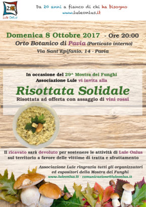 Risottata Solidale a favore delle attività di Lule onlus nell'ambito del sostegno alle vittime di tratta e sfruttamento - Pavia