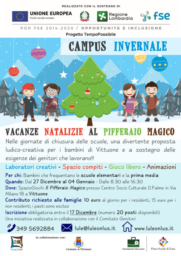 Lule presenta il "Campus invernale" elementari - Vittuone dal 27 Dicembre al 04 Gennaio