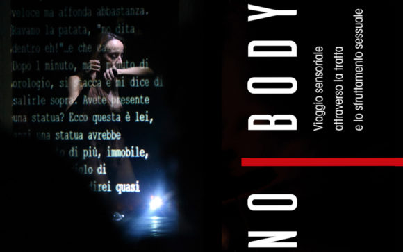 banner rappresentazione NoBody installazione teatrale tratta e sfruttamento Associazione Lule Abbiategrasso attività sensibilizzazione