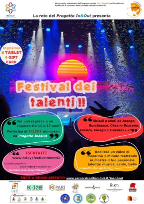 Volantino contest Festival dei Talenti 2022 promosso da progetto In&out nel corsichese