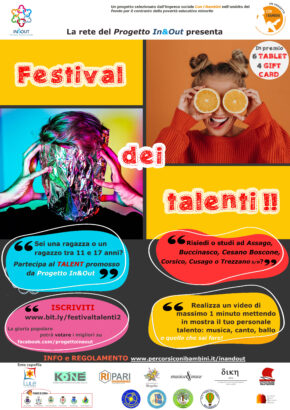 Volantino contest Festival dei Talenti 2022 promosso da progetto In&out nel corsichese